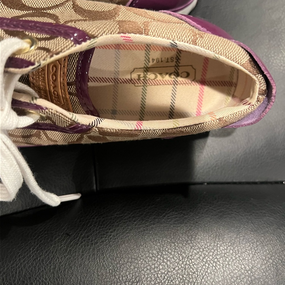 Coach Women's Sneakers in Purple and Tan - Picture 5 of 6
